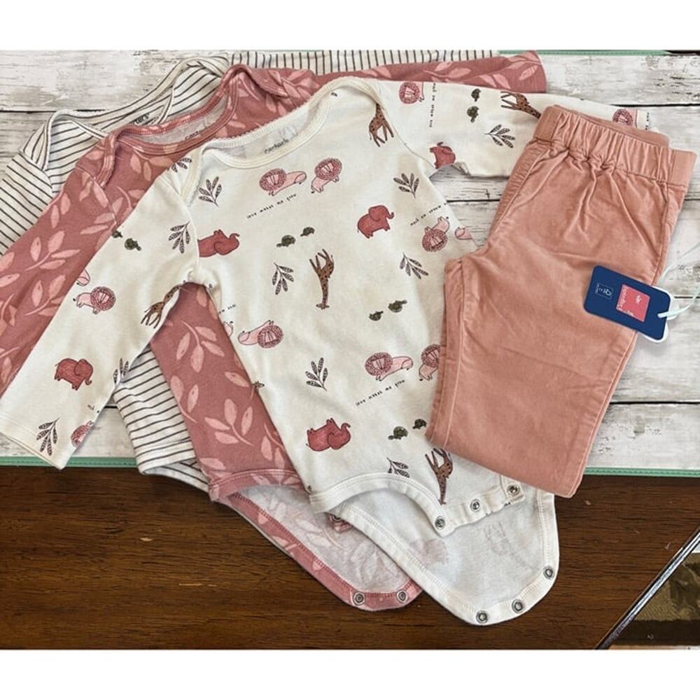 3 Carter’s Simple Joys Onesies (18M) & NEW Mon Caramel Soft Pink Pants (2T)